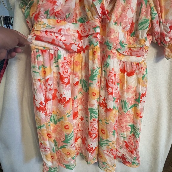 Emily Wonder Laurel Floral Dress in Ivory Multi size 1X - Picture 6 of 6